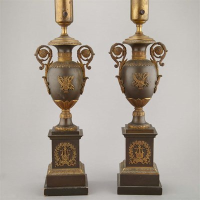 Lot 371 - Pair of French Empire Style Parcel Gilt and...