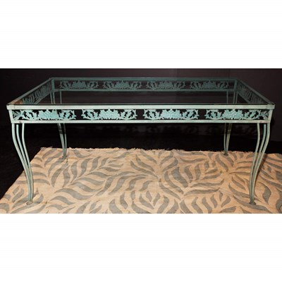 Lot 110 - Set of Six Painted Metal Garden Dining Chairs...