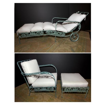 Lot 113 - Green Painted Metal Garden Club Chair with...