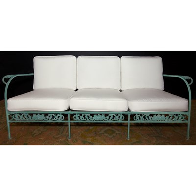 Lot 112 - Green Painted Metal Garden Sofa Length 6 feet...