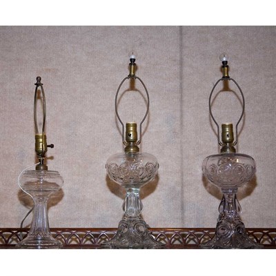 Lot 144 - Pair of Glass Lamps; Together With a Similar...
