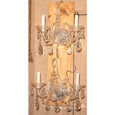 Lot 452 - Pair of Georgian Style Glass Two-Light Sconces