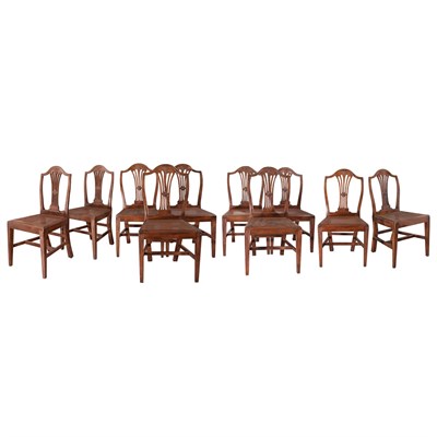 Lot 440 - Set of Ten George III Mahogany Dining Chairs...