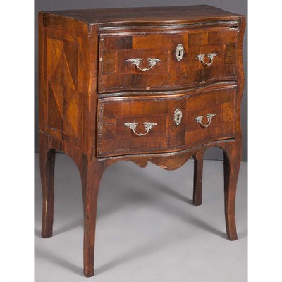 Lot 490 - Northern Italian Rococo Rosewood Banded Walnut...