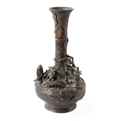 Lot 596 - Chinese Bronze Tall Neck Vase Height 18 inches.