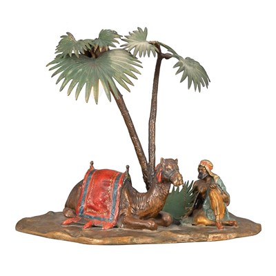 Lot 501 - Austrian Cold Painted Bronze Lamp The...