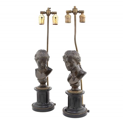 Lot 540 - Pair of Neoclassical Style Bronze Busts of...