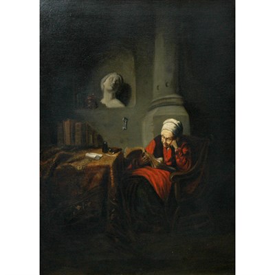 Lot 134 - Follower of Nicolas Maes Old Woman Reading a...