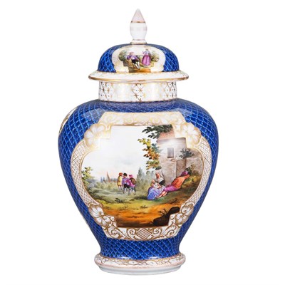 Lot 575 - Dresden Gilt Decorated Porcelain Covered Vase...