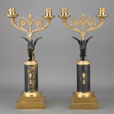 Lot 585 - Pair of Empire Style Gilt and Patinated-Bronze...
