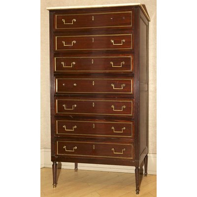 Lot 186 - Louis XVI Style Marble Top Mahogany Semainier...