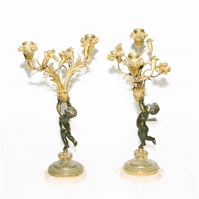 Lot 390 - Pair of Louis XV Style Gilt and...