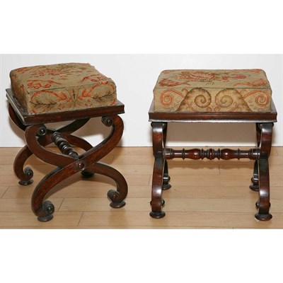 Lot 473 - Pair of French Baroque Style Rosewood Stools