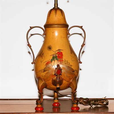 Lot 338 - Two Chinoiserie Decorated Tole Urns Each...