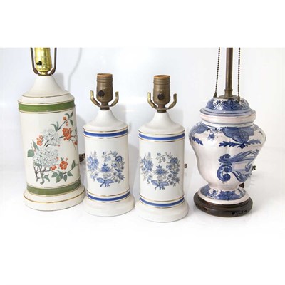 Lot 196 - Group of Four Porcelain Lamps Height of...