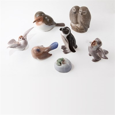 Lot 228 - Group of Twelve Danish Porcelain Figures of Birds