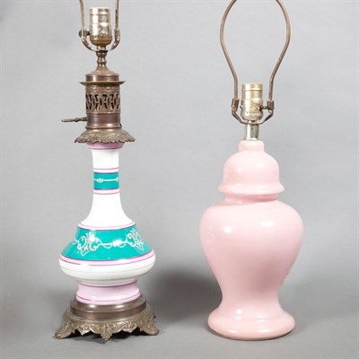 Lot 270 - Pair of Victorian Style Porcelain Lamps Height...