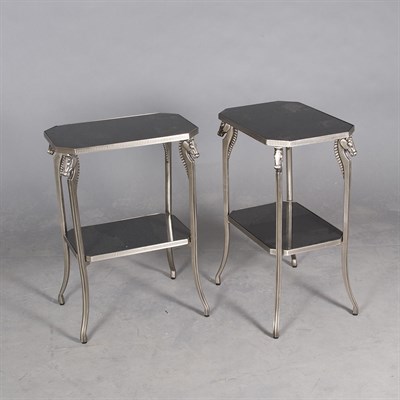 Lot 462 - Pair of Art Deco Style Black Marble Top...