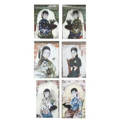 Lot 407 - Group of Six Framed Chinese Reverse Paintings...