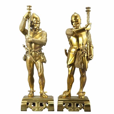 Lot 558 - Pair of Medieval Style Gilt-Bronze Figures of...