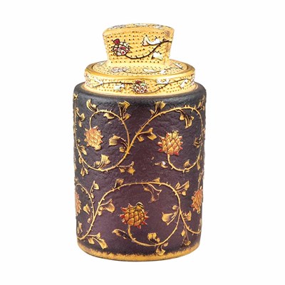 Lot 446 - Daum Acid Etched and Enameled Glass Toiletry...