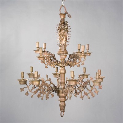 Lot 519 - Gothic Revival Bronze Sixteen-Light Chandelier...