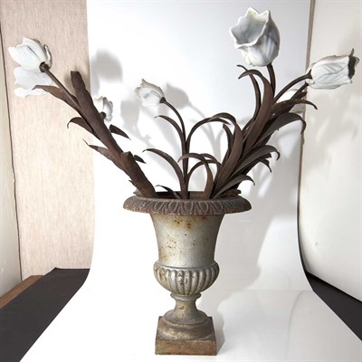 Lot 132 - Group of Four Neoclassical Style Iron Garden...