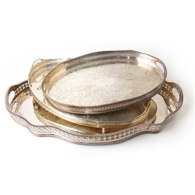 Lot 351 - Group of Three Silver Plated Tea Trays Length...