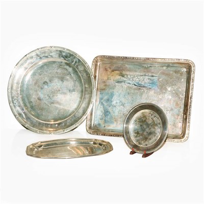 Lot 367 - Group of Three Silver Trays; Together with a...
