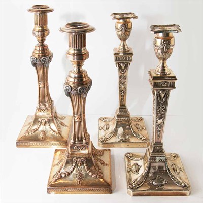 Lot 368 - Two Pairs of Neoclassical Style Silver Plated...