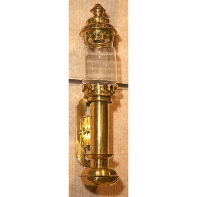 Lot 404 - Pair of Brass and Glass Lanterns Height 13...
