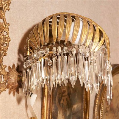 Lot 406 - Pair of Gilt-Metal and Glass Sconces Height 7...
