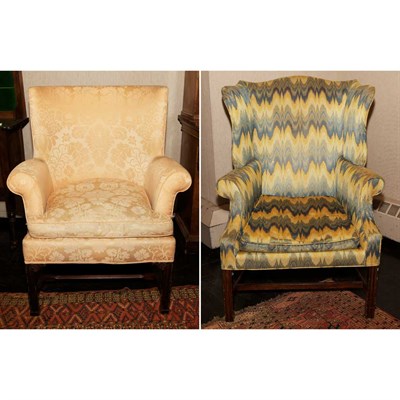 Lot 437 - Two Georgian Style Mahogany Wing Chairs