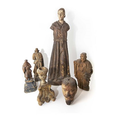 Lot 439 - Group of Painted and Carved Wood Figures and...