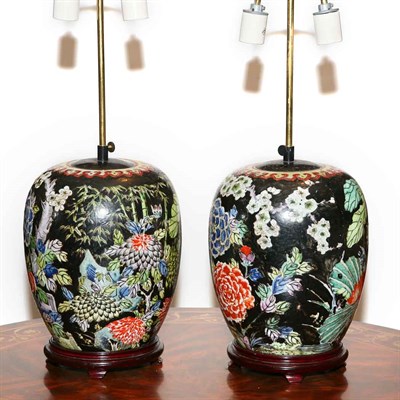 Lot 460 - Pair of Chinese Porcelain Lamps Height 12 inches.