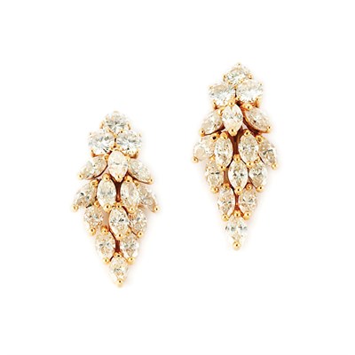 Lot 585 - Pair of Diamond Cluster Earclips, Tiffany & Co.