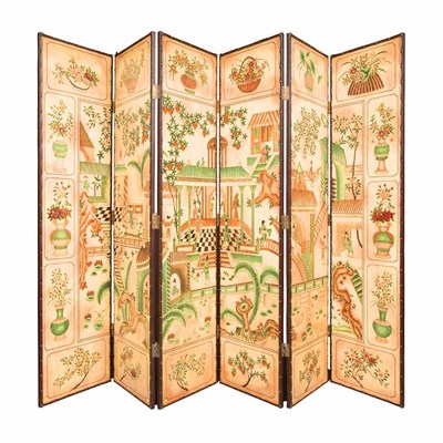 Lot 243 - Chinoiserie Decorated Painted Leather...