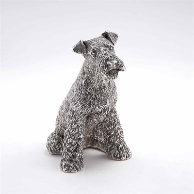 Lot 230 - Silver Figure of an Airedale Terrier Modeled...