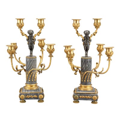 Lot 373 - Pair of Louis XVI Style Gilt-Bronze Mounted...