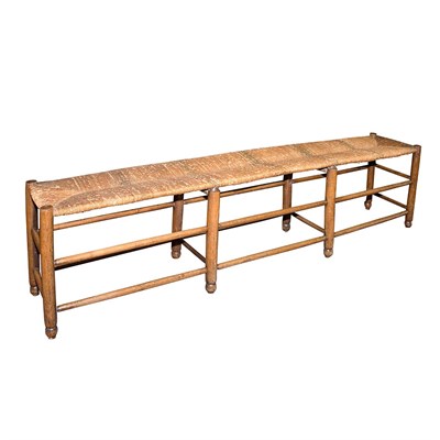 Lot 284 - Provincial English Oak and Rush Seat Bench...
