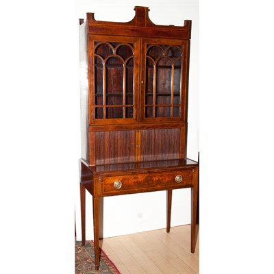Lot 213 - Federal Inlaid Mahogany Tambour Secretary In...