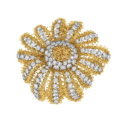Lot 564 - Gold, Platinum and Diamond Clip-Brooch