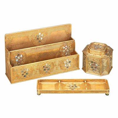 Lot 412 - Tiffany Studios Gilt-Bronze Partial Desk Set...