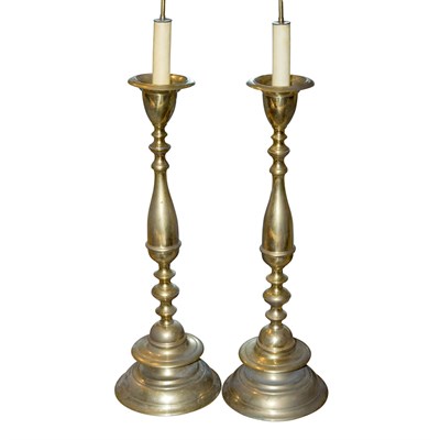 Lot 265 - Pair of Baroque Style Brass Torcheres Height...