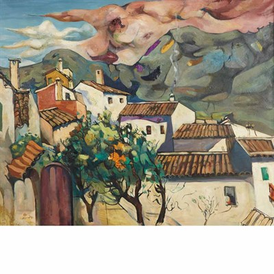 Lot 103 - Leon Kelly American, 1901-1982 Houses on a...