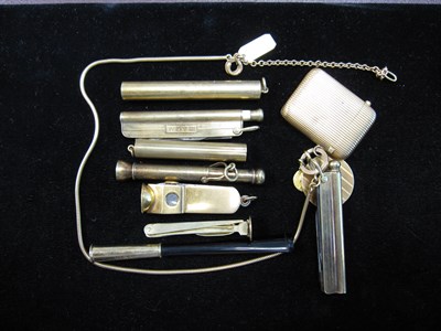 Lot 542 - Group of Gold and Gold-Filled Smoking and Writing Accessories