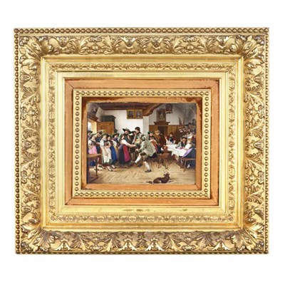 Lot 609 - Framed Continental Painted Porcelain Plaque...
