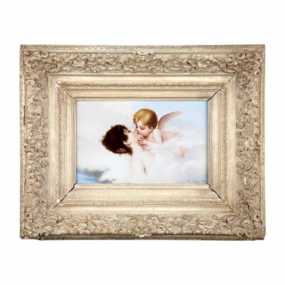 Lot 610 - Framed Continental Painted Porcelain Plaque...