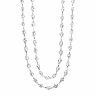 Lot 549 - Long Platinum and Diamond Chain Necklace