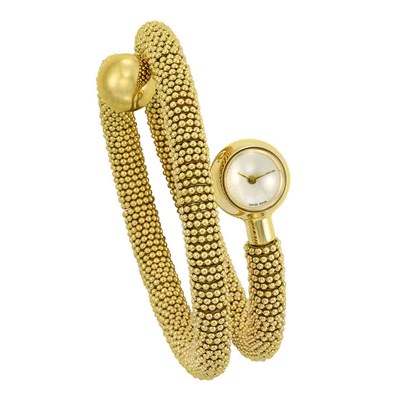 Lot 337 - Gold "Couscous" Bangle-Watch, Van Cleef & Arpels
